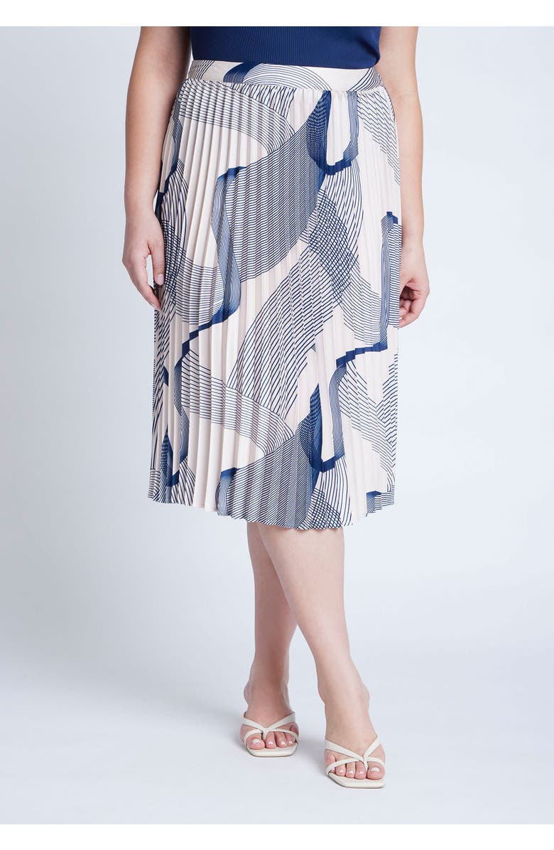 ELOQUII Pleated Midi Skirt, Alternate, color, Linear Curves