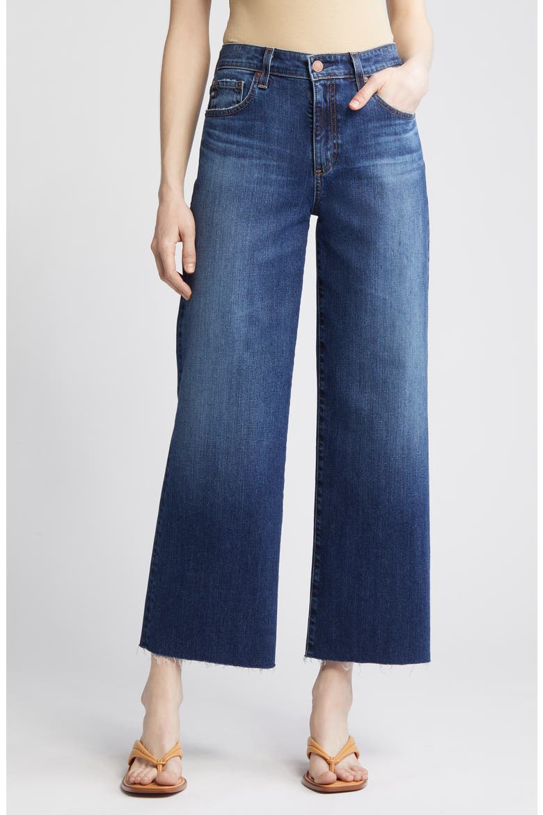 Saige Crop Raw Hem Wide Leg Jeans, Main, color, ENIGMA