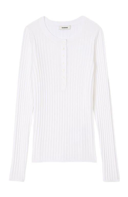Sandro Ribbed Sweater With Tunisian Collar In White