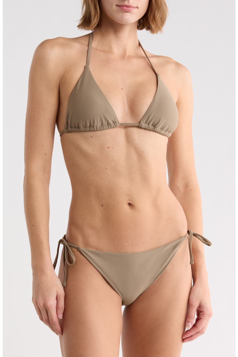 Triangle Bikini Top & Side Tie Bottoms Set, Main, color, TAUPE HAZE