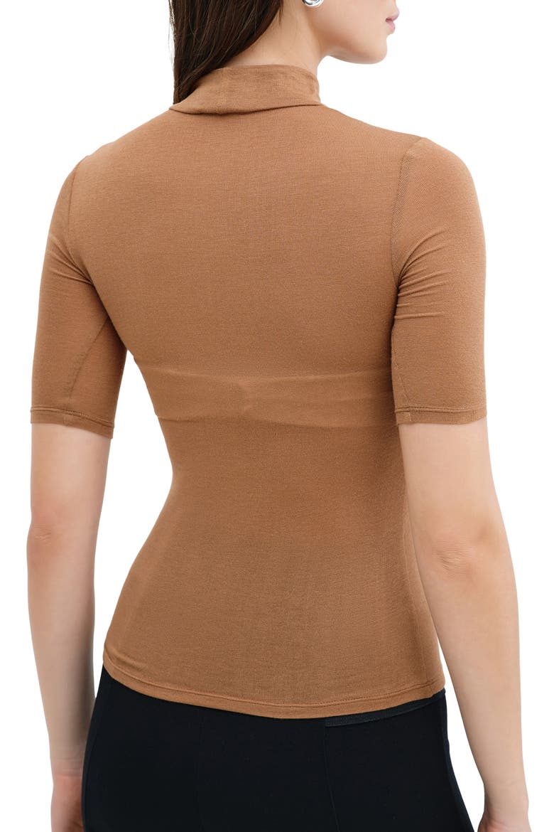 Logan Ruched Mock Neck Top, Alternate, color, CHESTNUT BROWN