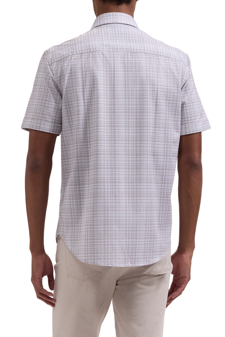 Miles OoohCotton® Shadow Plaid Short Sleeve Button-Up Shirt, Alternate, color, LIMESTONE