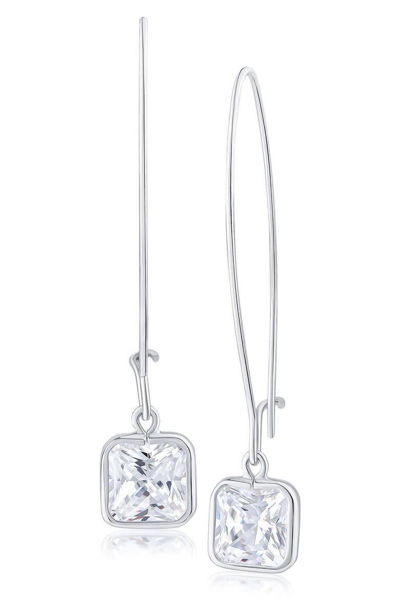 Cubic Zirconia Drop Earrings, Main, color, CLEAR SILVER