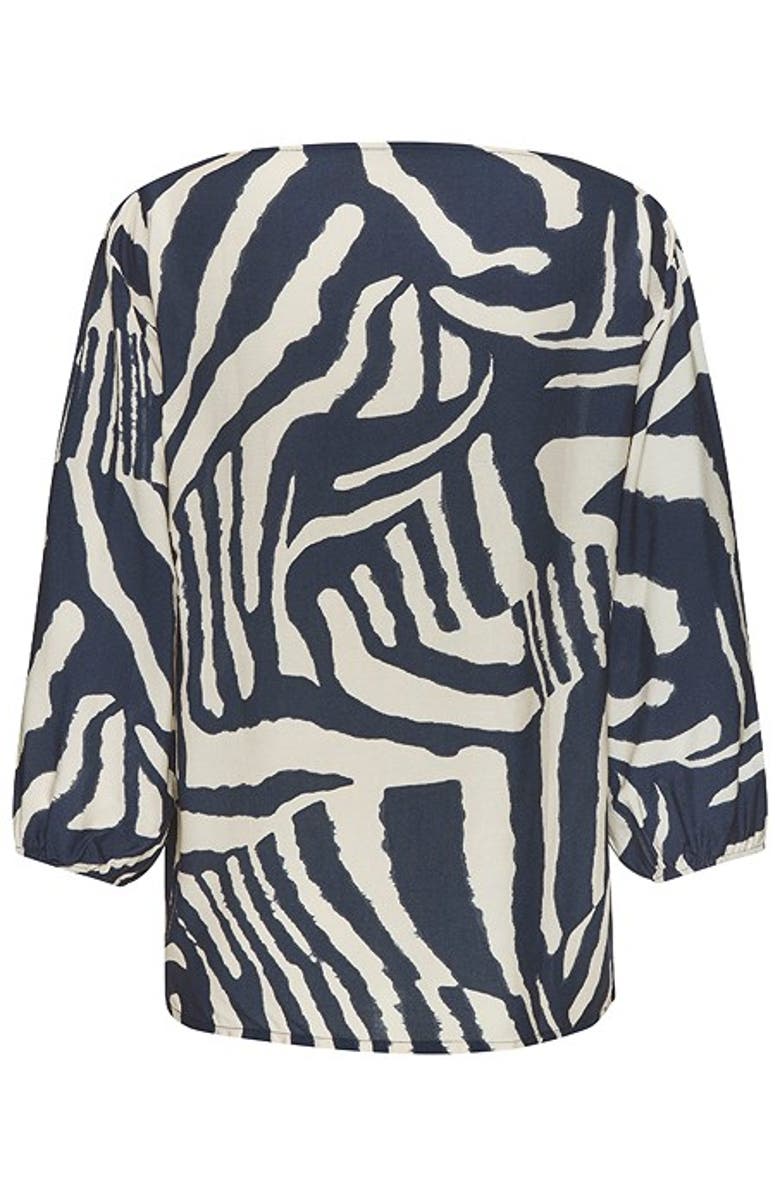 LASCANA Women's Boat Neck Balloon Sleeve Blouse, Alternate, color, Ivory Navy