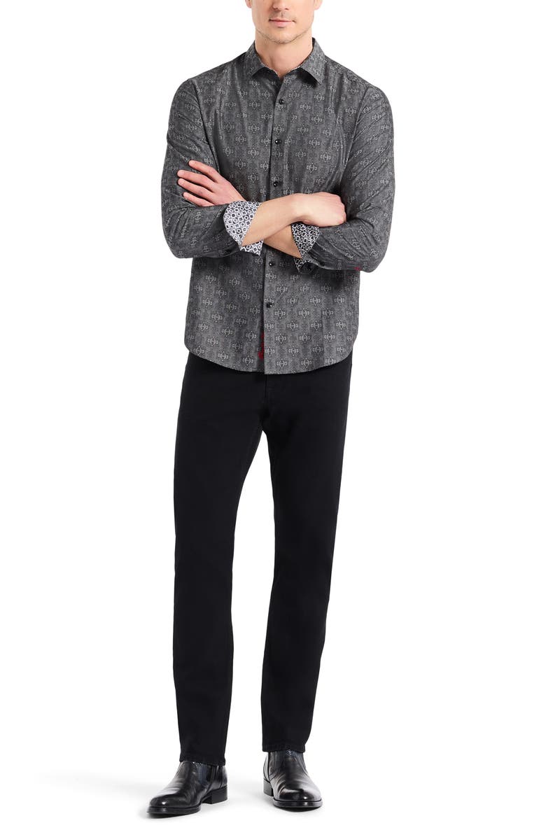 Robert Graham Stellman Button-Up Shirt, Alternate, color, Charcoal