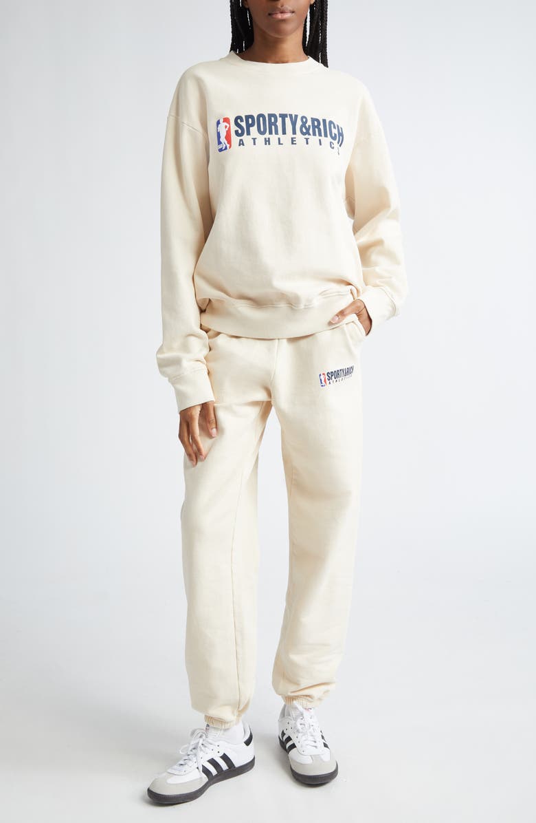 Sporty & Rich Team Logo Cotton Sweatpants, Alternate, color, 