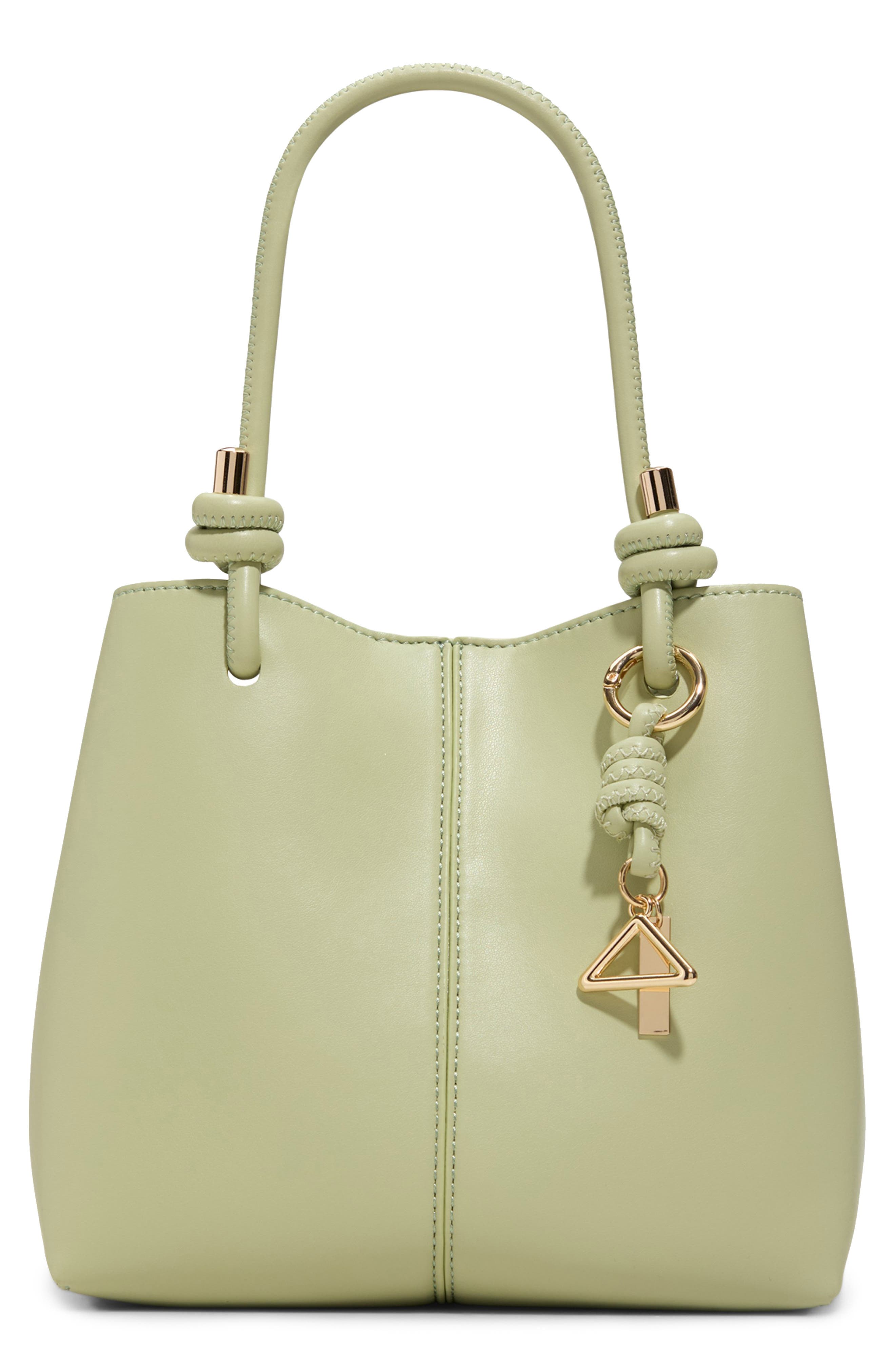 Evie Lilyy X Faux Leather Satchel, Main, color, LIGHT GREEN