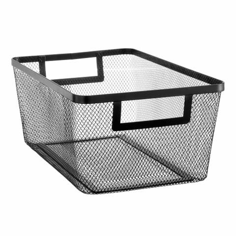 Metal Mesh Pantry Basket with Handles - Set of 2 - Matte Black