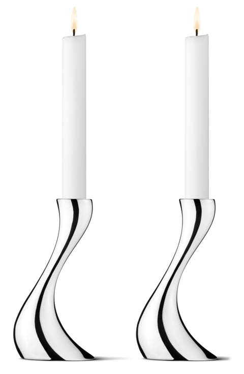Set of 2 Cobra Stainless Steel Candleholders
