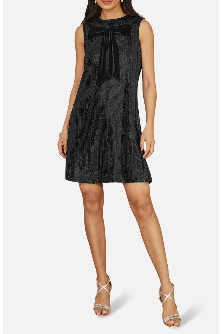 Sequin Bow Tunic Shift Dress, Alternate, color, Black