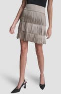 DKNY Studded Fringe Faux Suede Miniskirt