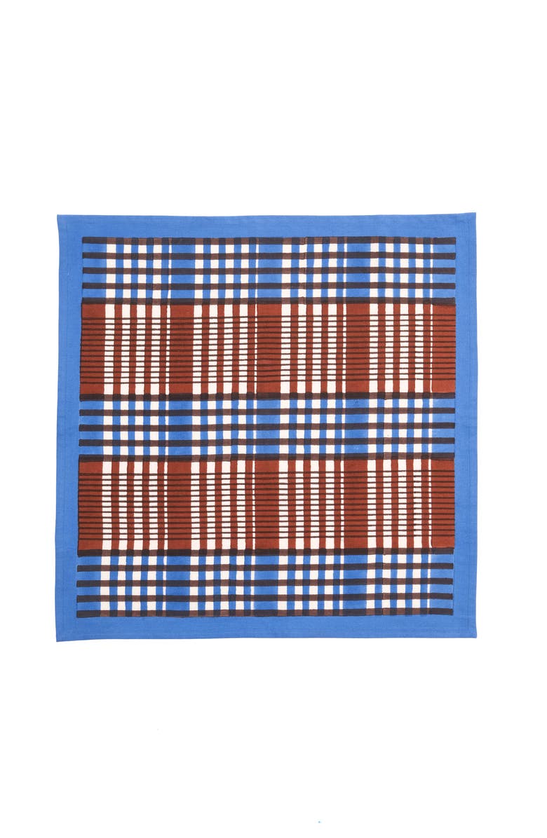 Inner Child Shetland Plaid Blockprint Napkins - Set of 4, Main, color, Brown