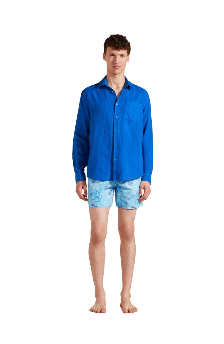 Vilebrequin Men's Solid Linen Shirt, Alternate, color, Palace