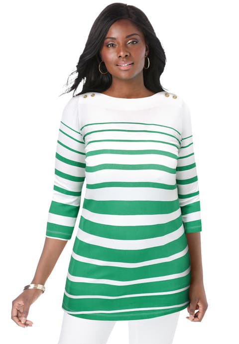 Stretch Cotton Boatneck Tunic (Plus)