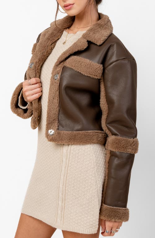 Beivy Faux Fur Trim Faux Leather Jacket In Brown