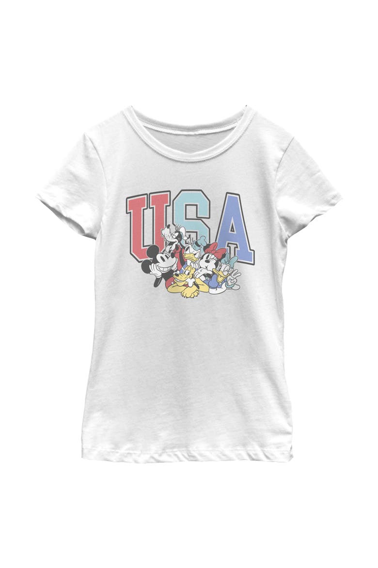 Girl's Mickey & Friends The American Dream Team  Graphic T-Shirt, Main, color, White