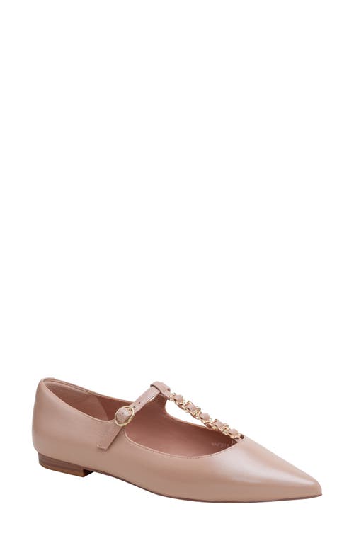 Linea Paolo Corinne Pointed Toe T-strap Flat In Pink