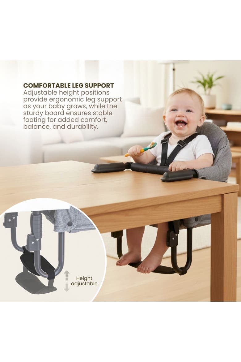 Perch Adjustable Footrest for Hook-On High Chair, Baby Leg Support, Alternate, color, Black