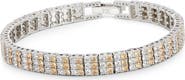 SAVVY CIE JEWELS Triple Row Two Tone Cubic Zirconia Tennis Bracelet