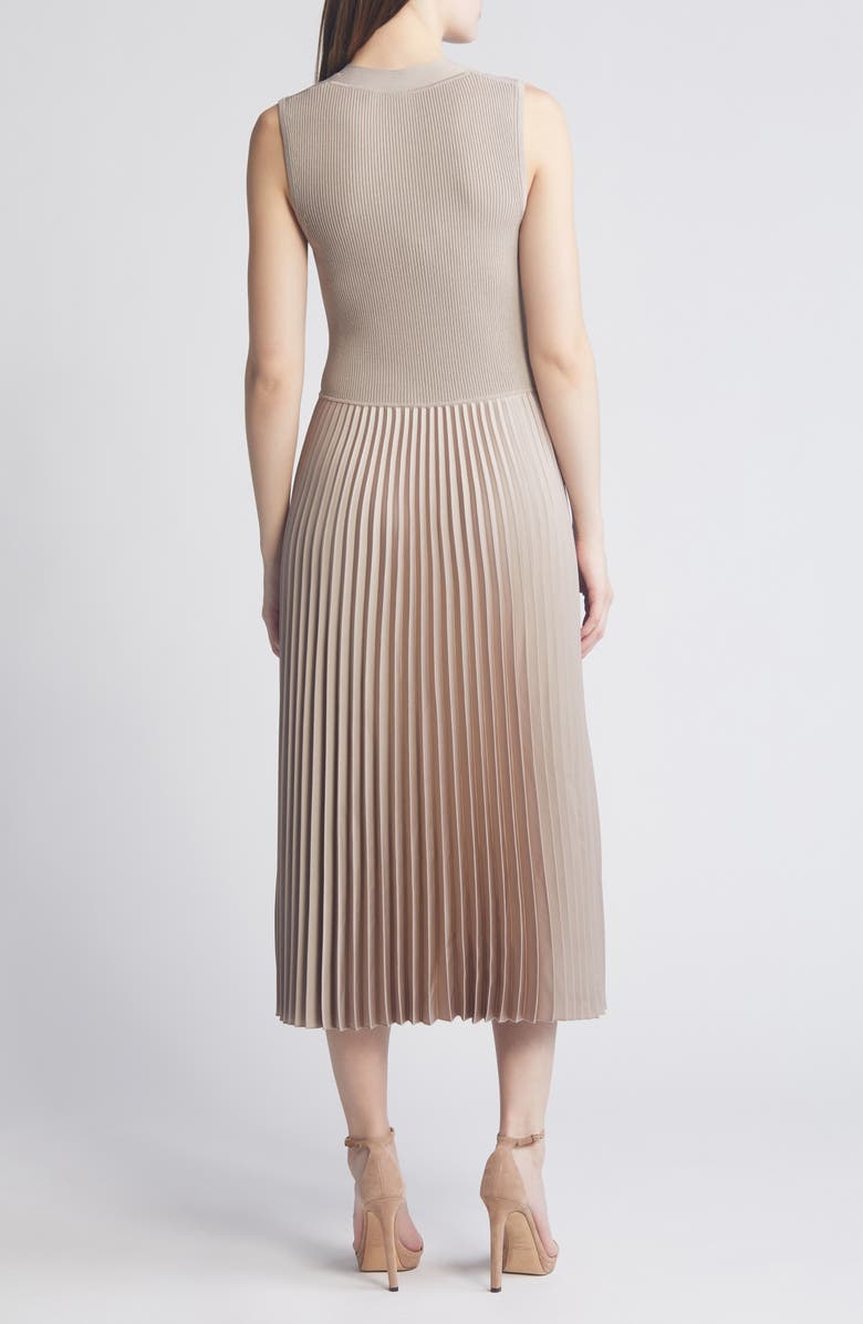 BOSS Farara Mixed Media Pleated Sleeveless Dress, Alternate, color, 