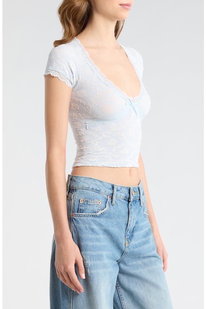 Bella Lace Trim Crop T-Shirt, Alternate, color, PALE BLUE
