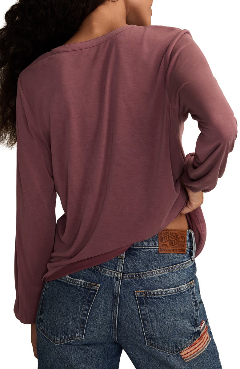 Lucky Brand Sandwash V-Neck Top, Alternate, color, Crushed Berry