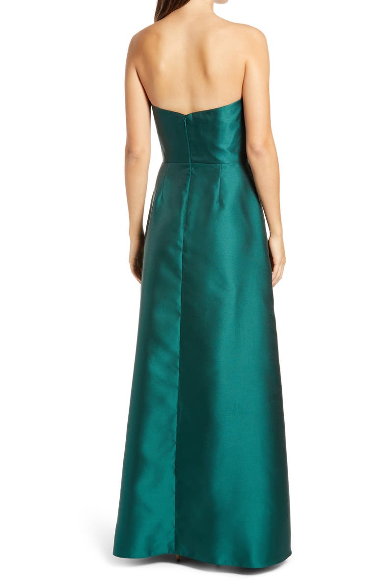 Alfred Sung Strapless Satin A-Line Gown, Alternate, color, 