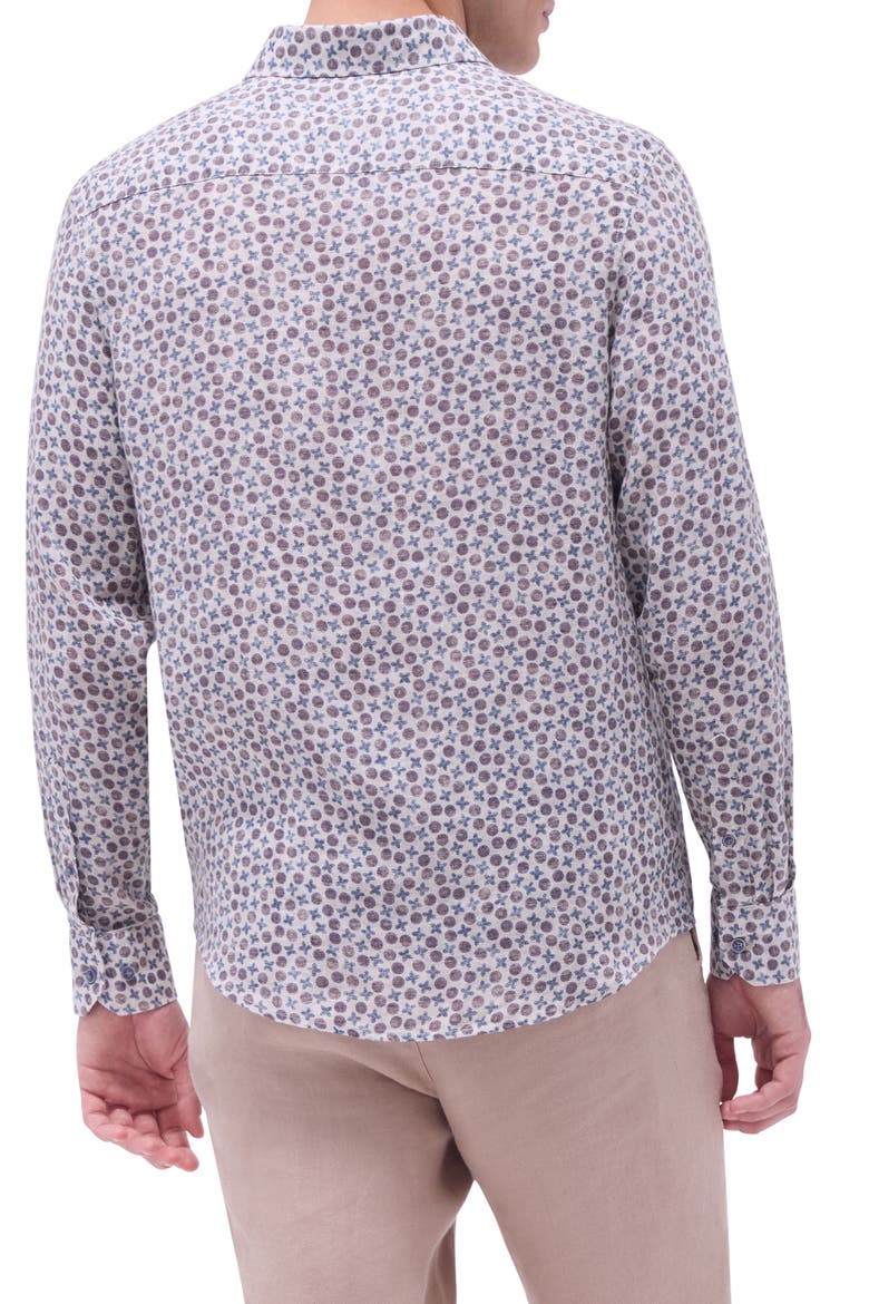 Julian Shaped Fit Linen Button-Up Shirt, Alternate, color, SAND