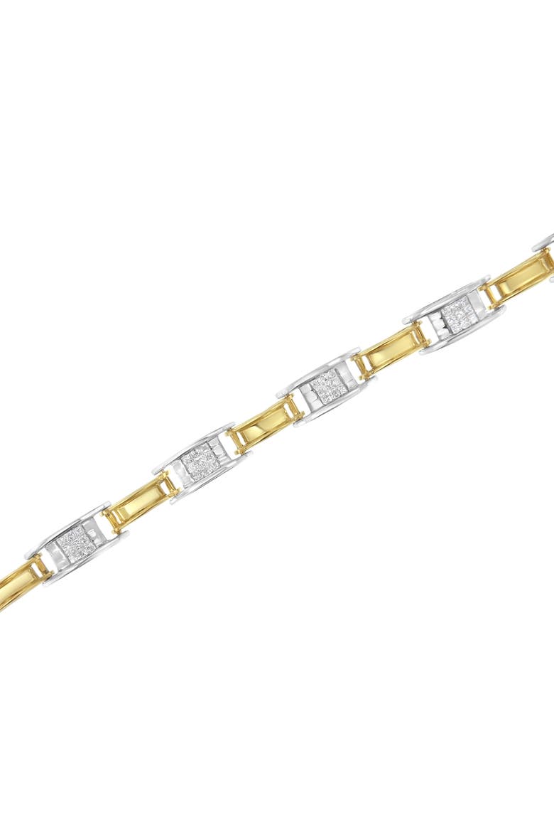 14K Two-Tone Gold 1.00 Cttw Princess-Cut Diamond Chain Link  Bracelet, Alternate, color, Yellow