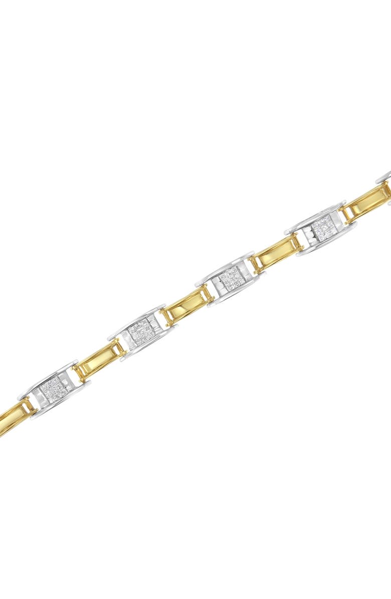 Haus of Brilliance 14K Two-Tone Gold 1.00 Cttw Princess-Cut Diamond Chain Link Bracelet, Alternate, color, Yellow
