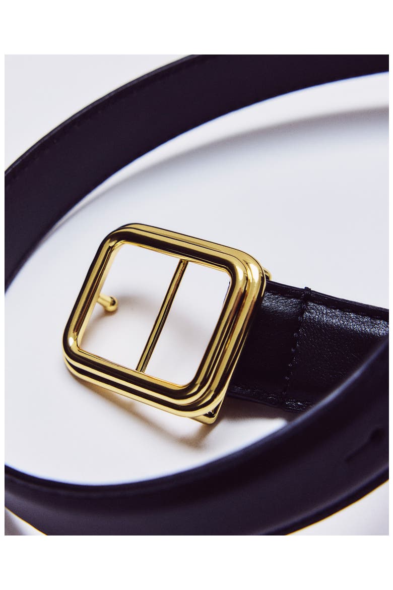 The Georgia Leather Belt, Alternate, color, GOLD SOLID BLACK