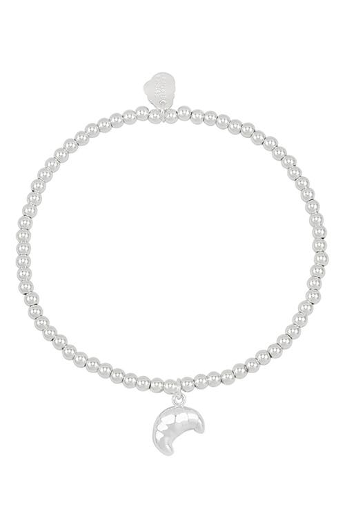 Estella Bartlett Sienna Croissant Beaded Stretch Bracelet In Silver