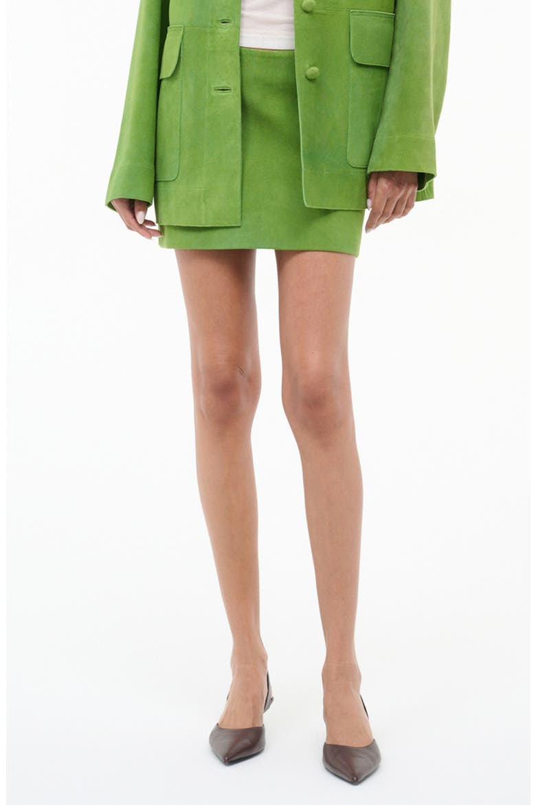 Crest Suede Miniskirt, Alternate, color, LEAF