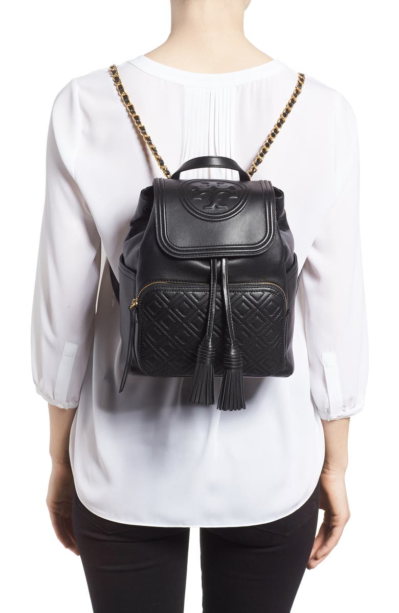 Tory Burch Fleming Lambskin Leather Backpack, Alternate, color,