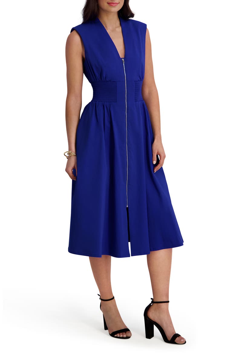 Zip Midi Dress, Alternate, color, COBALT