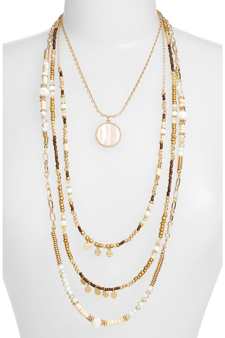 Multistrand Pendant Necklace, Main, color, WHITE