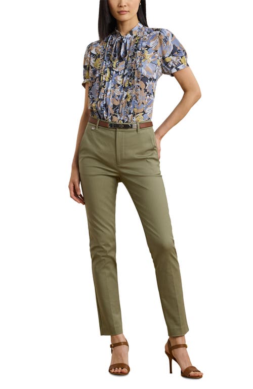 Shop Ralph Lauren Lauren Double Faced Stretch Cotton Pants In Sage Green