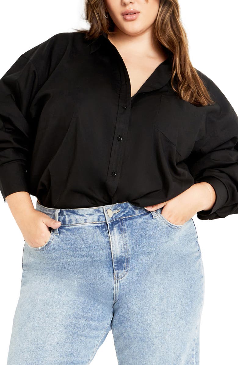 City Chic Kenia Button-Up Shirt, Main, color, 