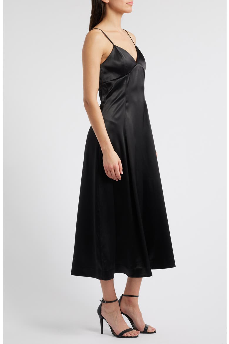 The Elodie Empire Waist Satin Gown, Alternate, color, BLACK