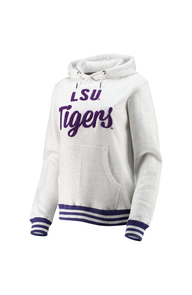 PRESSBOX Women's Pressbox Ash LSU Tigers Santa Cruz Chenille Pullover Hoodie, Alternate, color, 