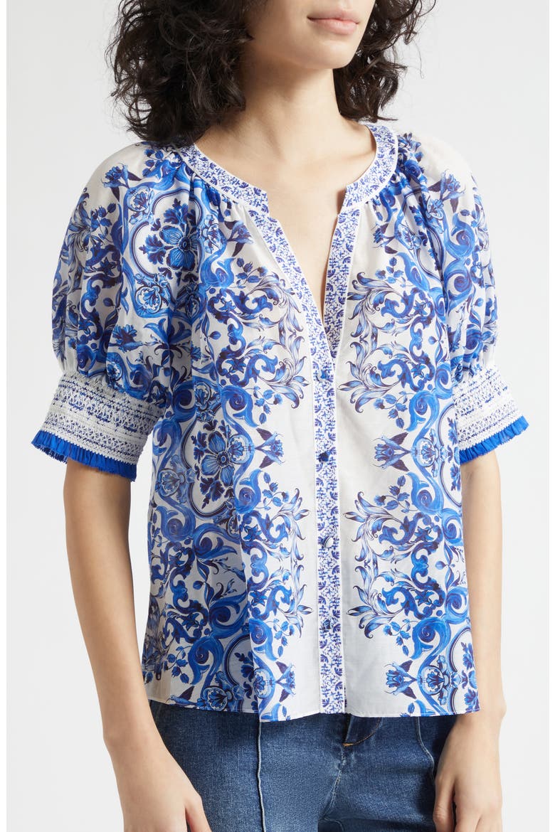 Thalia Floral Print Top, Alternate, color, SOLSTICE