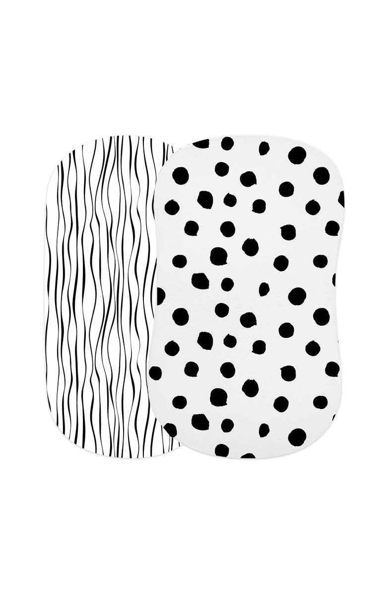 Ely's & Co. Baby Fitted Bassinet Sheet 2 Pack, Alternate, color, Black & White Abstract