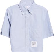 Thom Browne Cotton Oxford Crop Button-Down Shirt