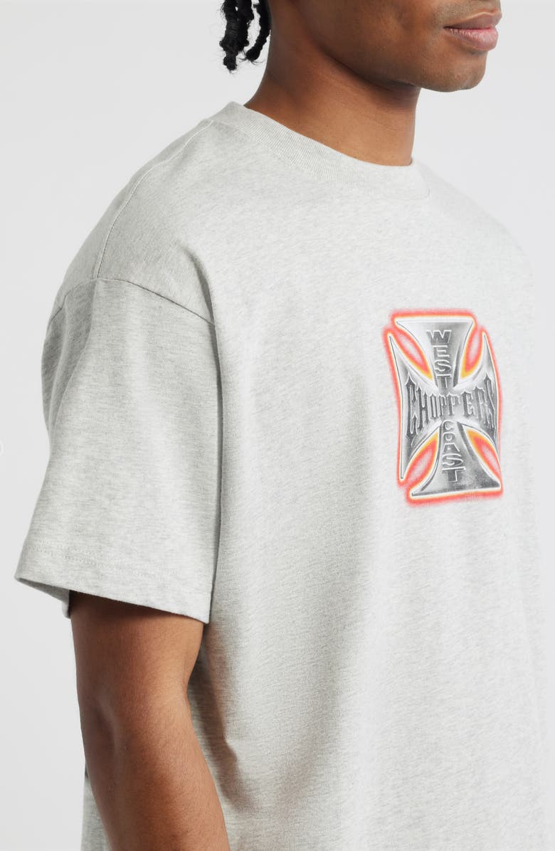 ID Supply Co West Coast Choppers Orange Glow Graphic T-Shirt, Alternate, color, Heather Grey