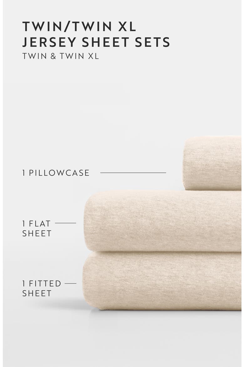 4-Piece Cotton Jersey Sheet Set, Alternate, color, OATMEAL
