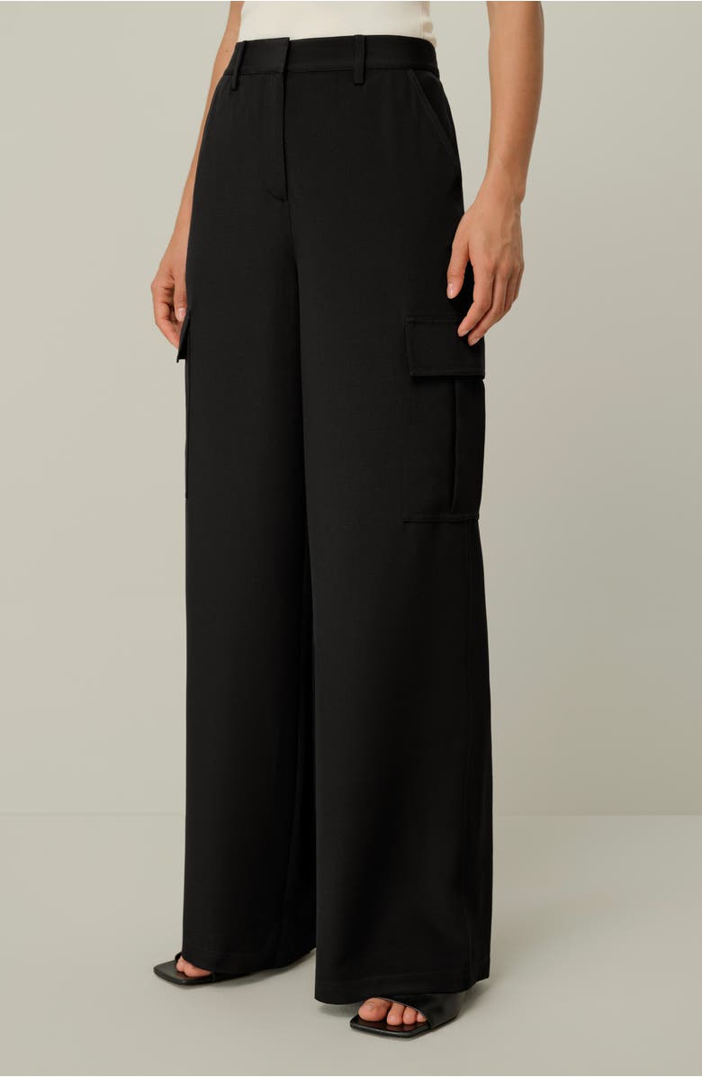 Lilysilk Women's Silk Crepe Cargo Pants, Alternate, color, Black
