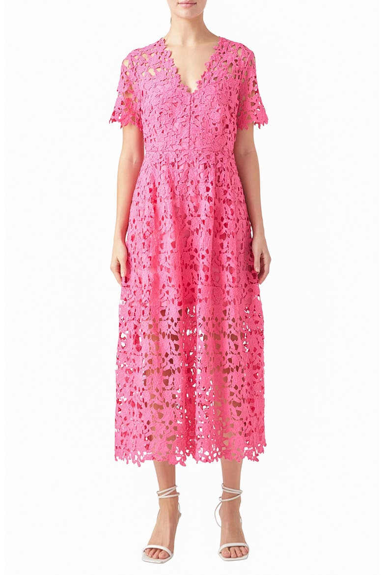 Allover Lace Midi Dress, Main, color, PINK