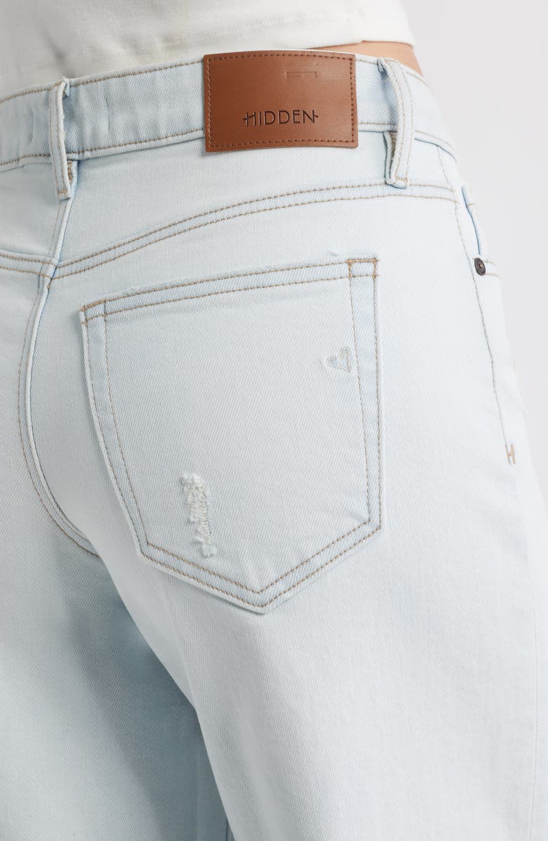 HIDDEN JEANS Chewed Hem Mid Rise Wide Leg Jeans, Alternate, color, Light Wash