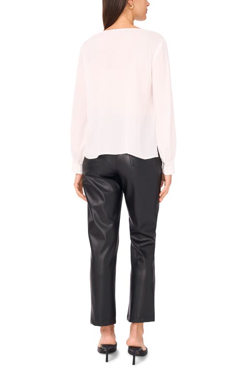 Vince Camuto Split Neck Satin Top In White