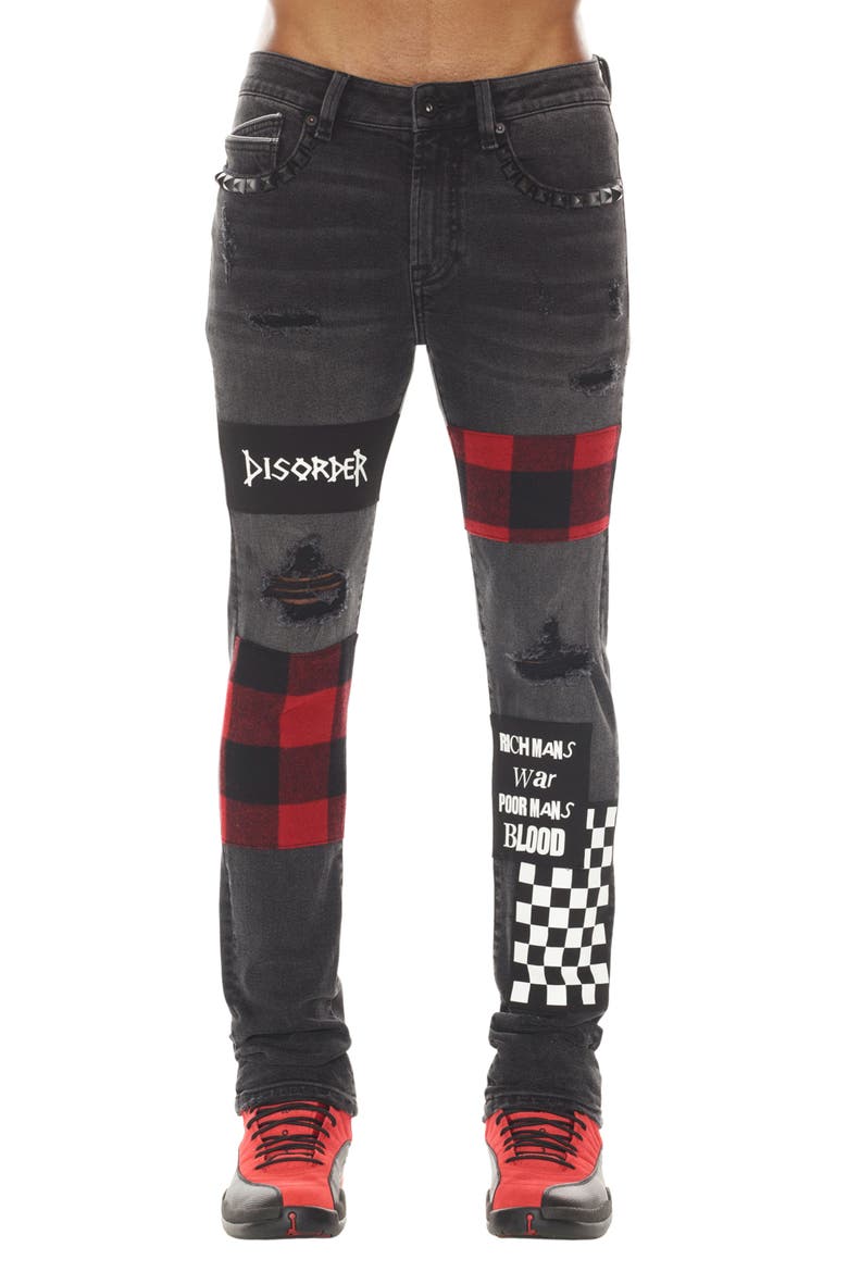 Punk Rip & Repair Super Skinny Jeans, Main, color, PLAID